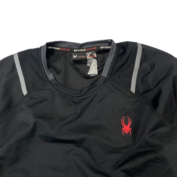Spyder Active ProWeb Shirt Mens Large Black Stretch Raglan Sleeve Crew Neck - Picture 5 of 16